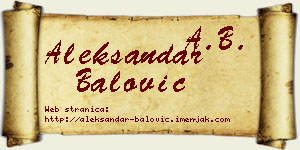 Aleksandar Balović vizit kartica